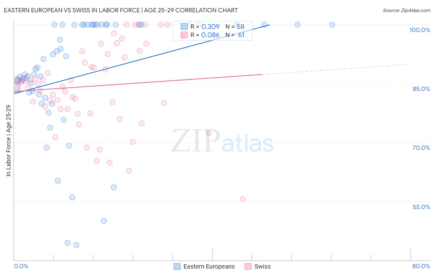 Eastern European vs Swiss In Labor Force | Age 25-29