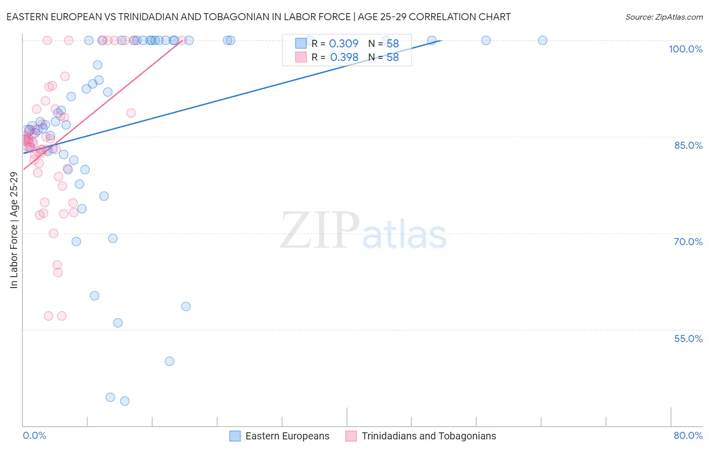 Eastern European vs Trinidadian and Tobagonian In Labor Force | Age 25-29