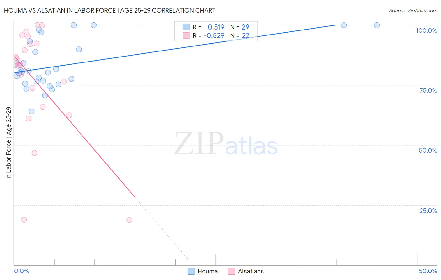 Houma vs Alsatian In Labor Force | Age 25-29