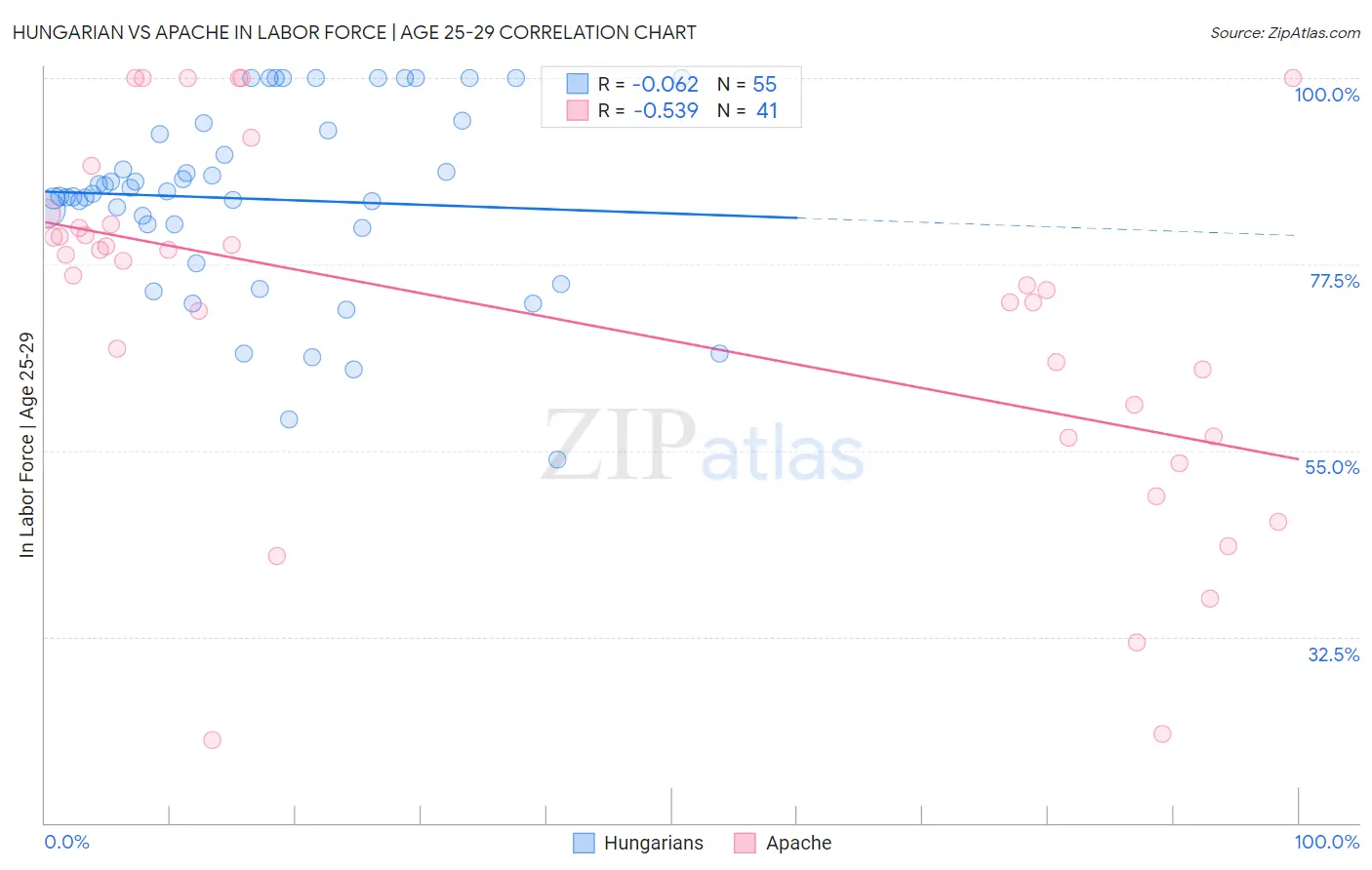 Hungarian vs Apache In Labor Force | Age 25-29