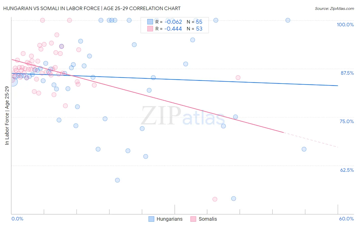 Hungarian vs Somali In Labor Force | Age 25-29