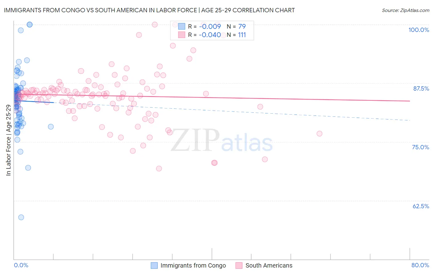 Immigrants from Congo vs South American In Labor Force | Age 25-29