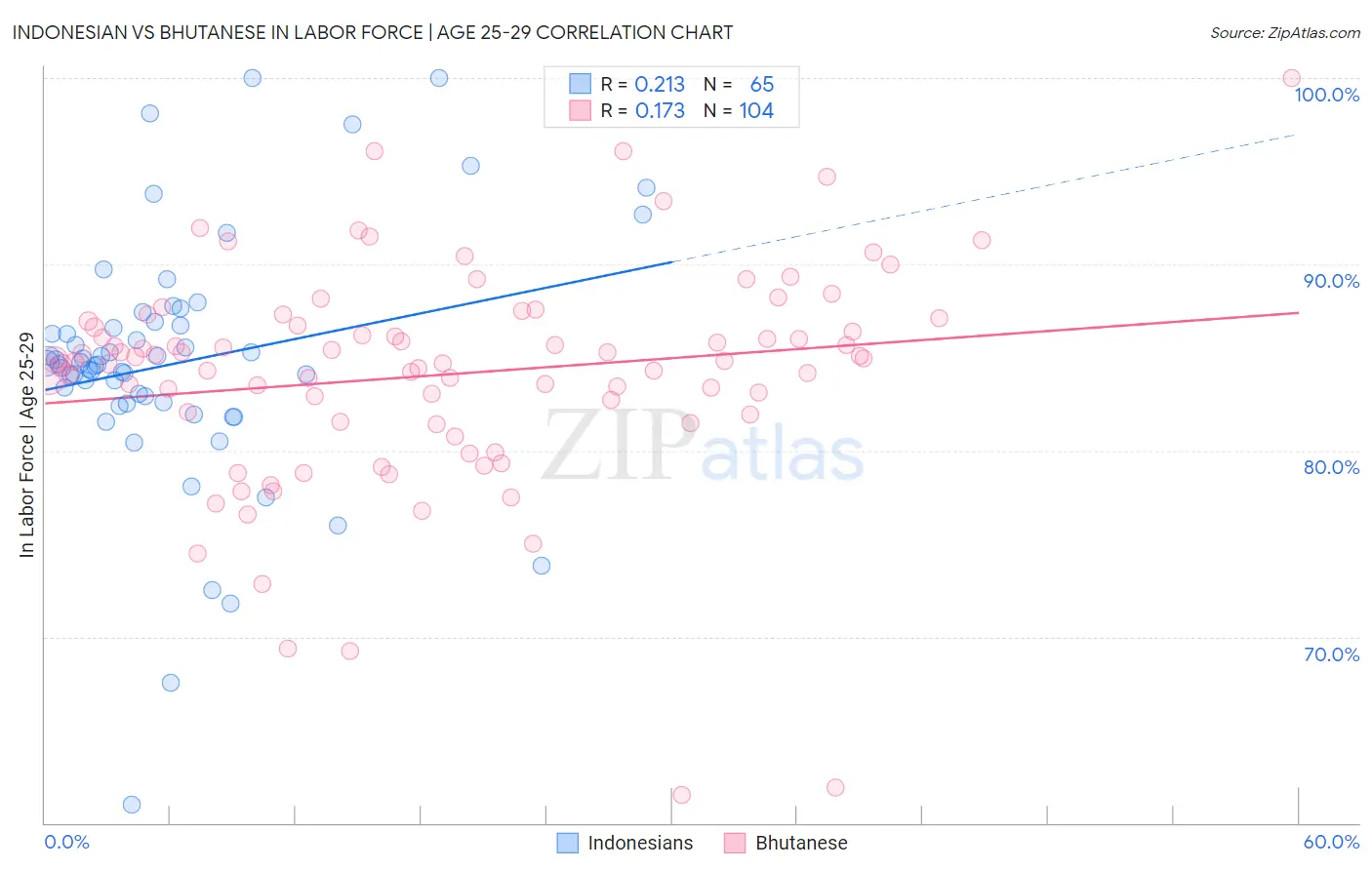 Indonesian vs Bhutanese In Labor Force | Age 25-29