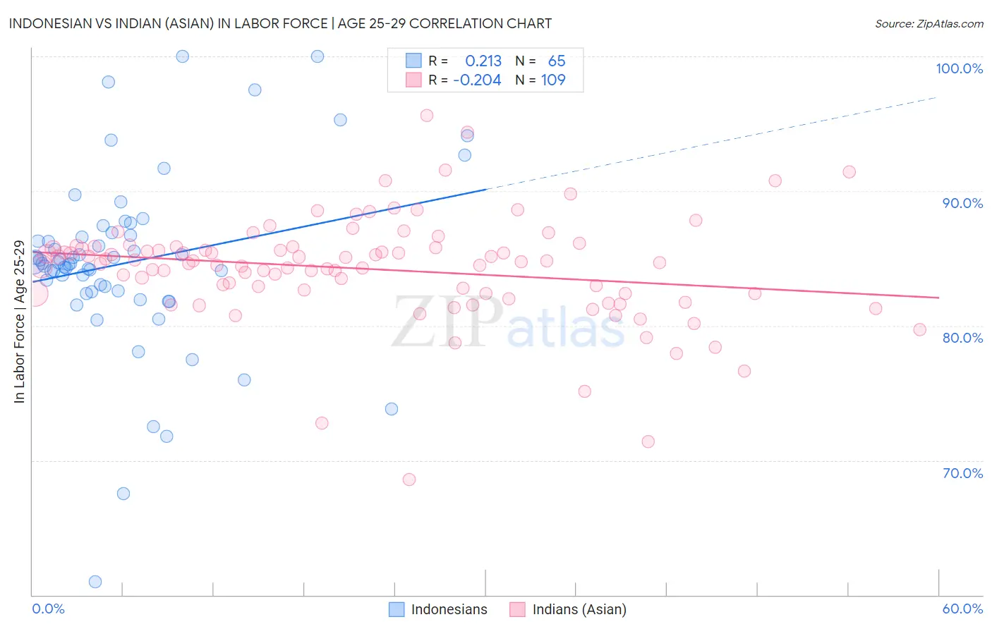 Indonesian vs Indian (Asian) In Labor Force | Age 25-29