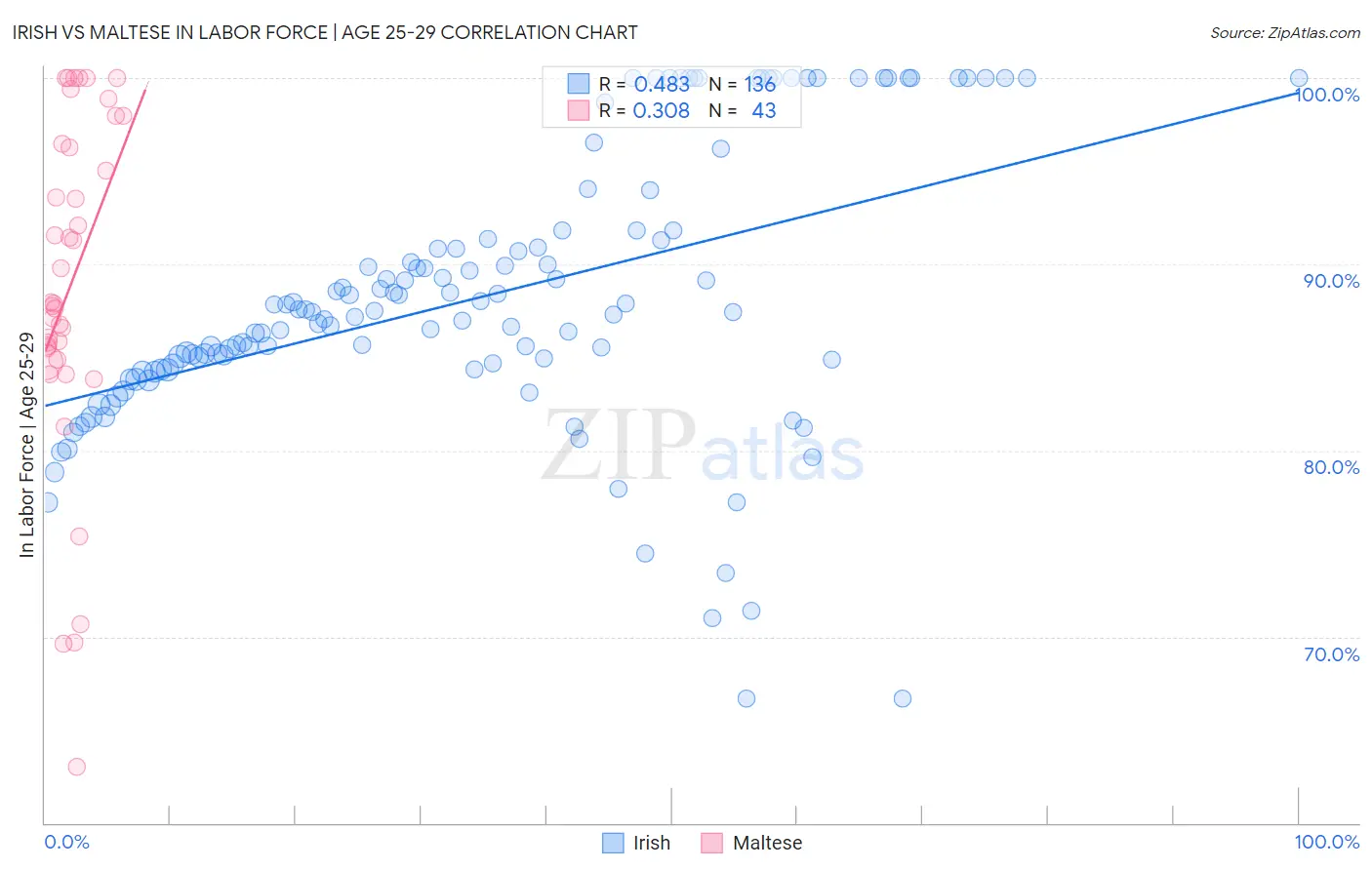 Irish vs Maltese In Labor Force | Age 25-29