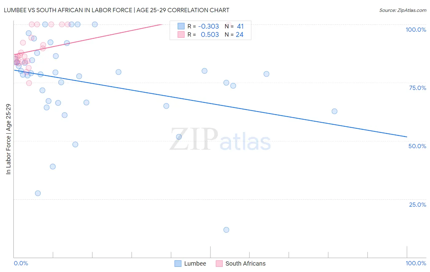 Lumbee vs South African In Labor Force | Age 25-29