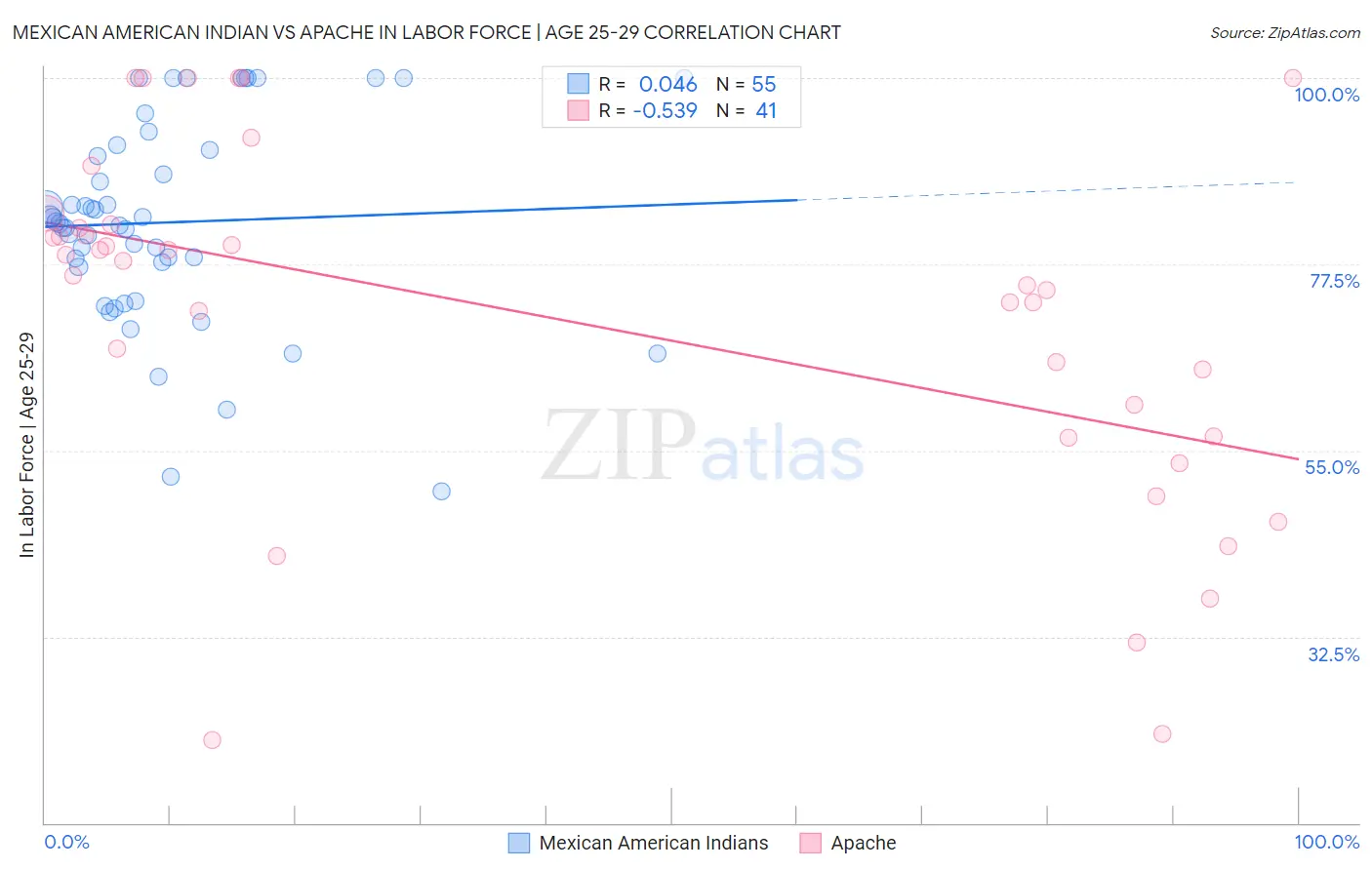 Mexican American Indian vs Apache In Labor Force | Age 25-29