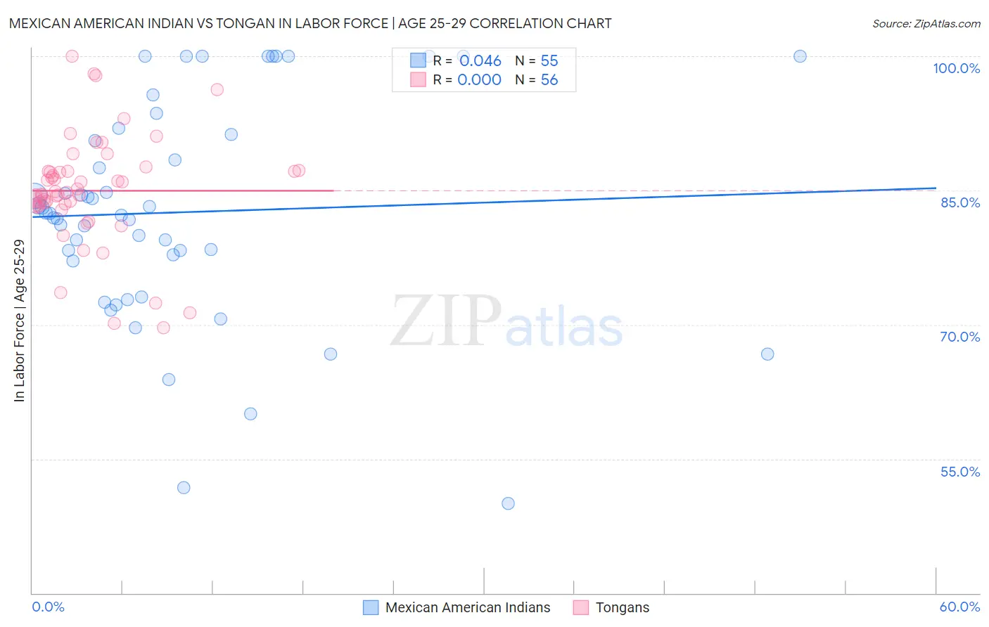 Mexican American Indian vs Tongan In Labor Force | Age 25-29