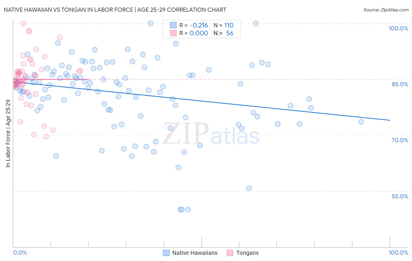 Native Hawaiian vs Tongan In Labor Force | Age 25-29