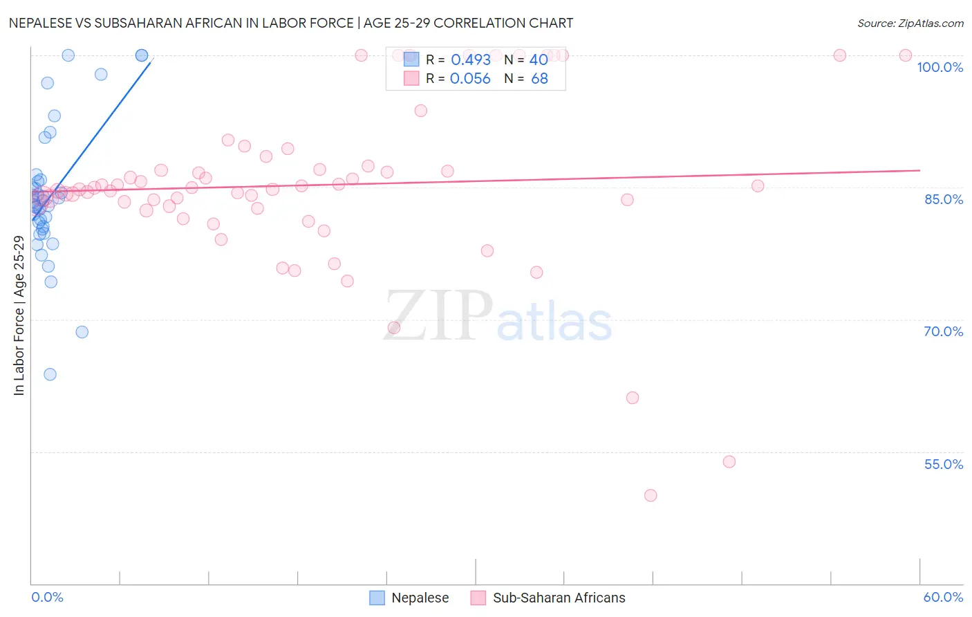 Nepalese vs Subsaharan African In Labor Force | Age 25-29