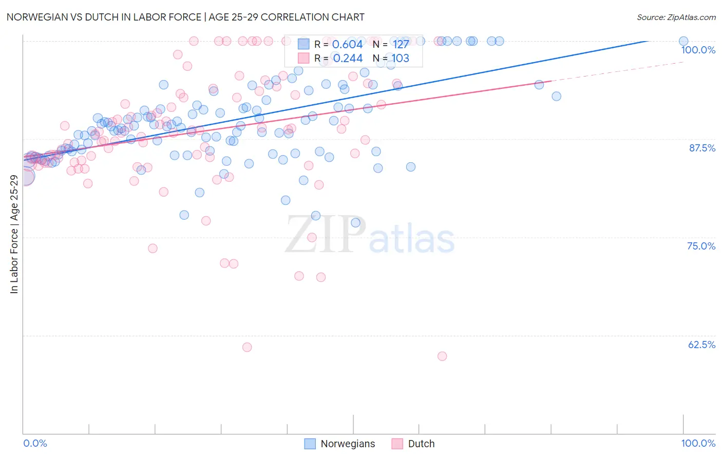 Norwegian vs Dutch In Labor Force | Age 25-29