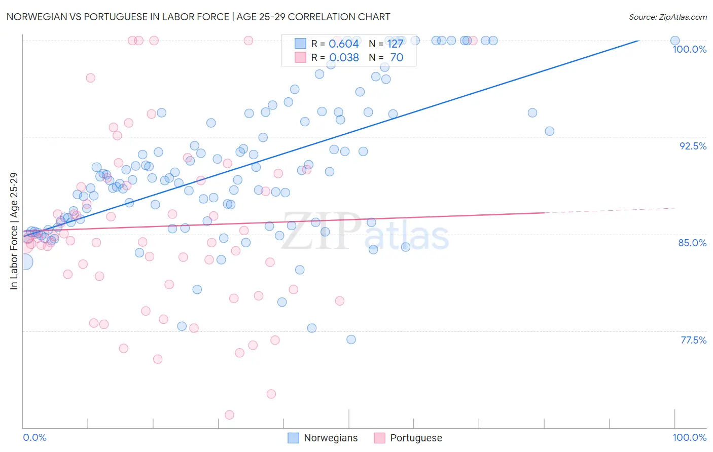 Norwegian vs Portuguese In Labor Force | Age 25-29