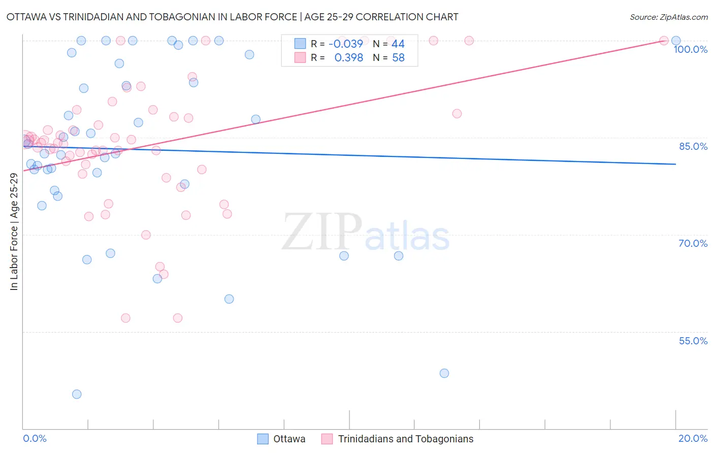 Ottawa vs Trinidadian and Tobagonian In Labor Force | Age 25-29