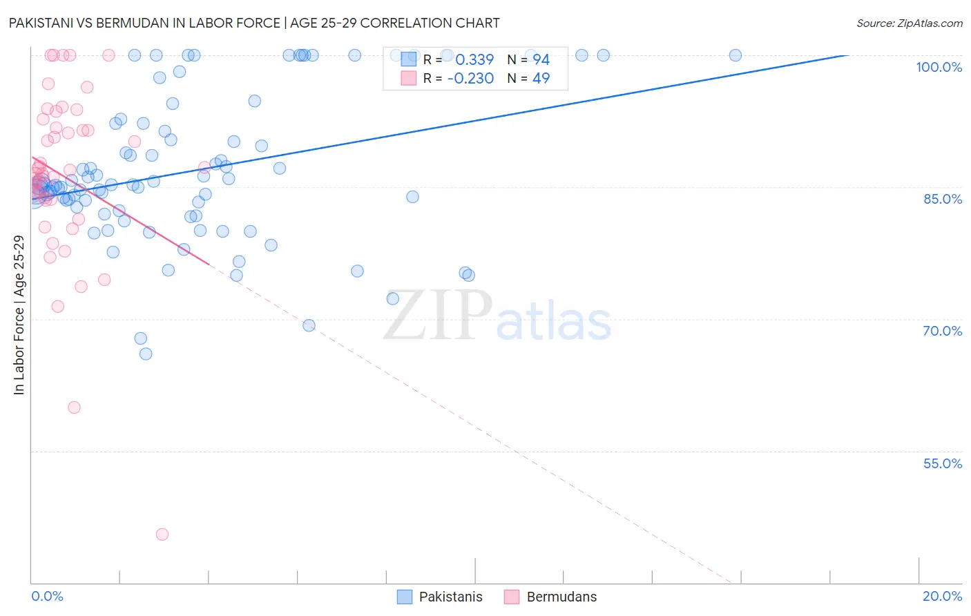 Pakistani vs Bermudan In Labor Force | Age 25-29