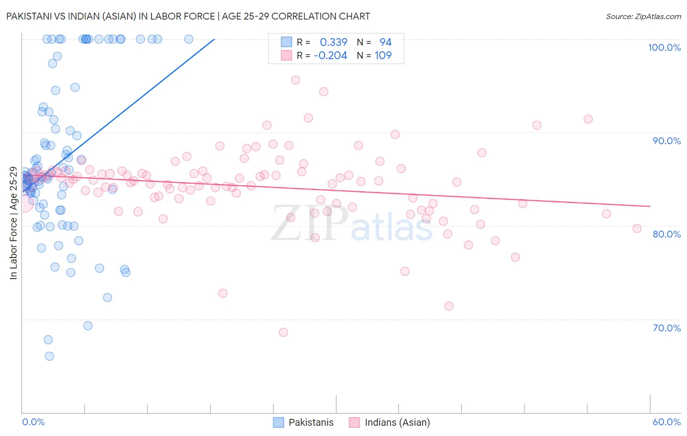 Pakistani vs Indian (Asian) In Labor Force | Age 25-29