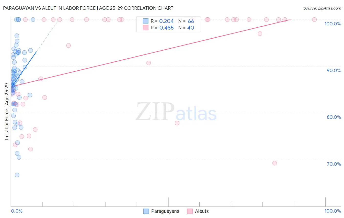 Paraguayan vs Aleut In Labor Force | Age 25-29