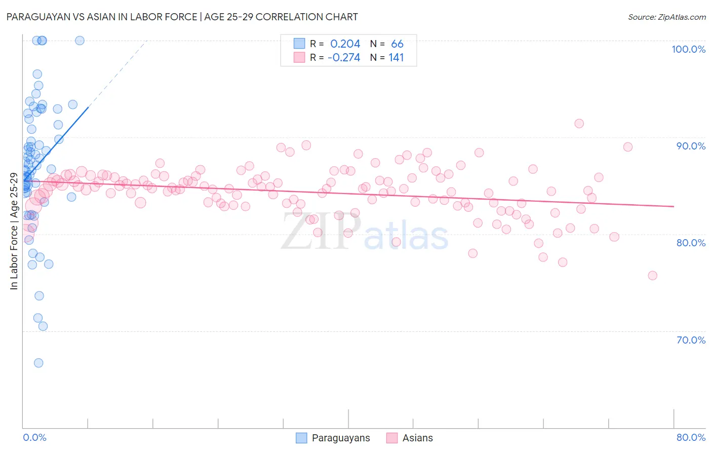 Paraguayan vs Asian In Labor Force | Age 25-29