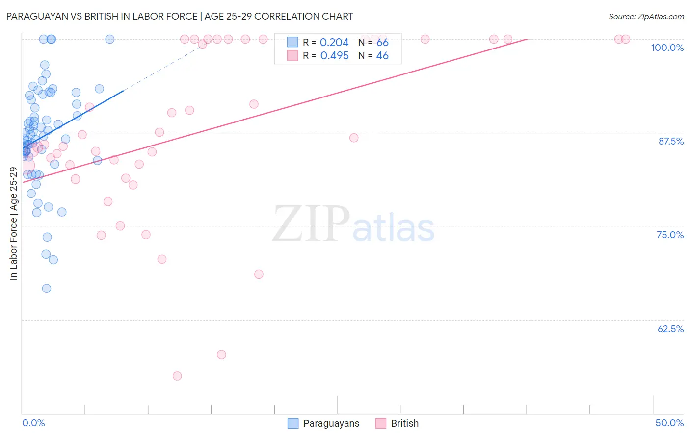 Paraguayan vs British In Labor Force | Age 25-29