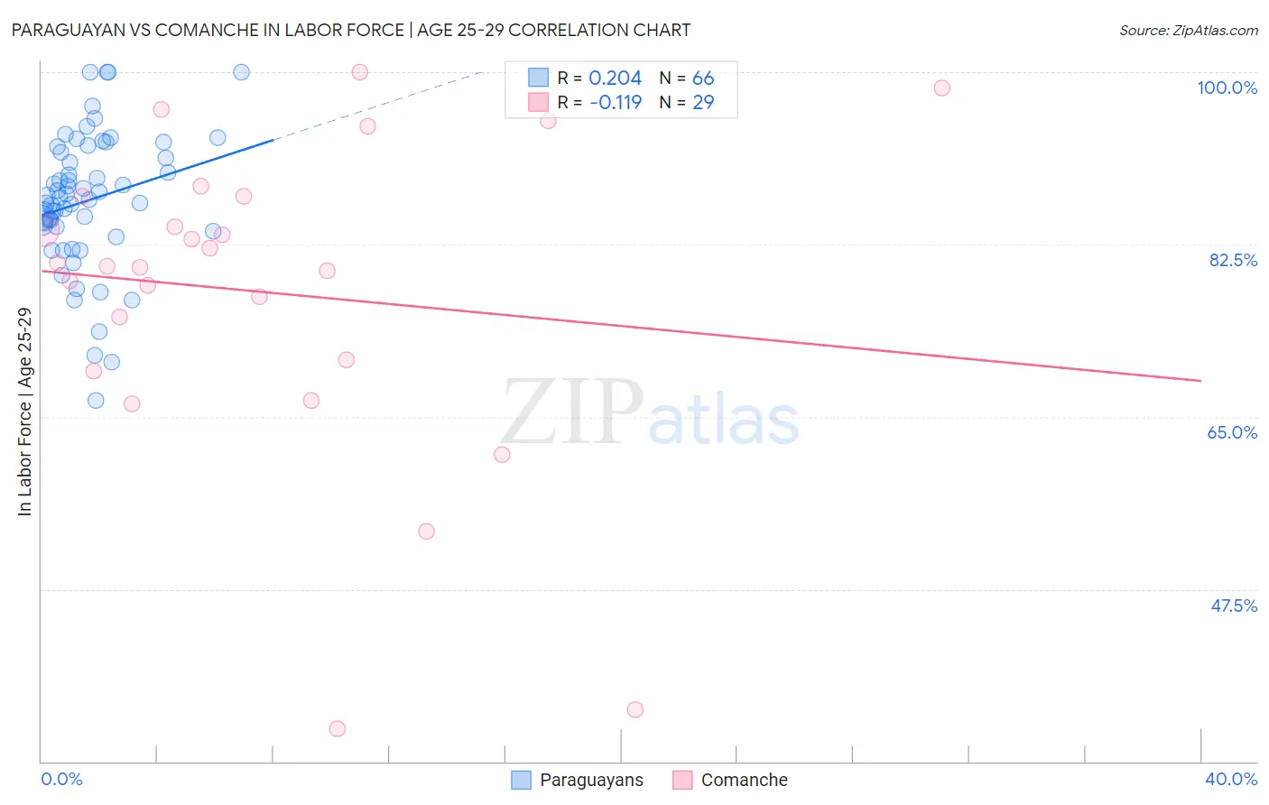 Paraguayan vs Comanche In Labor Force | Age 25-29