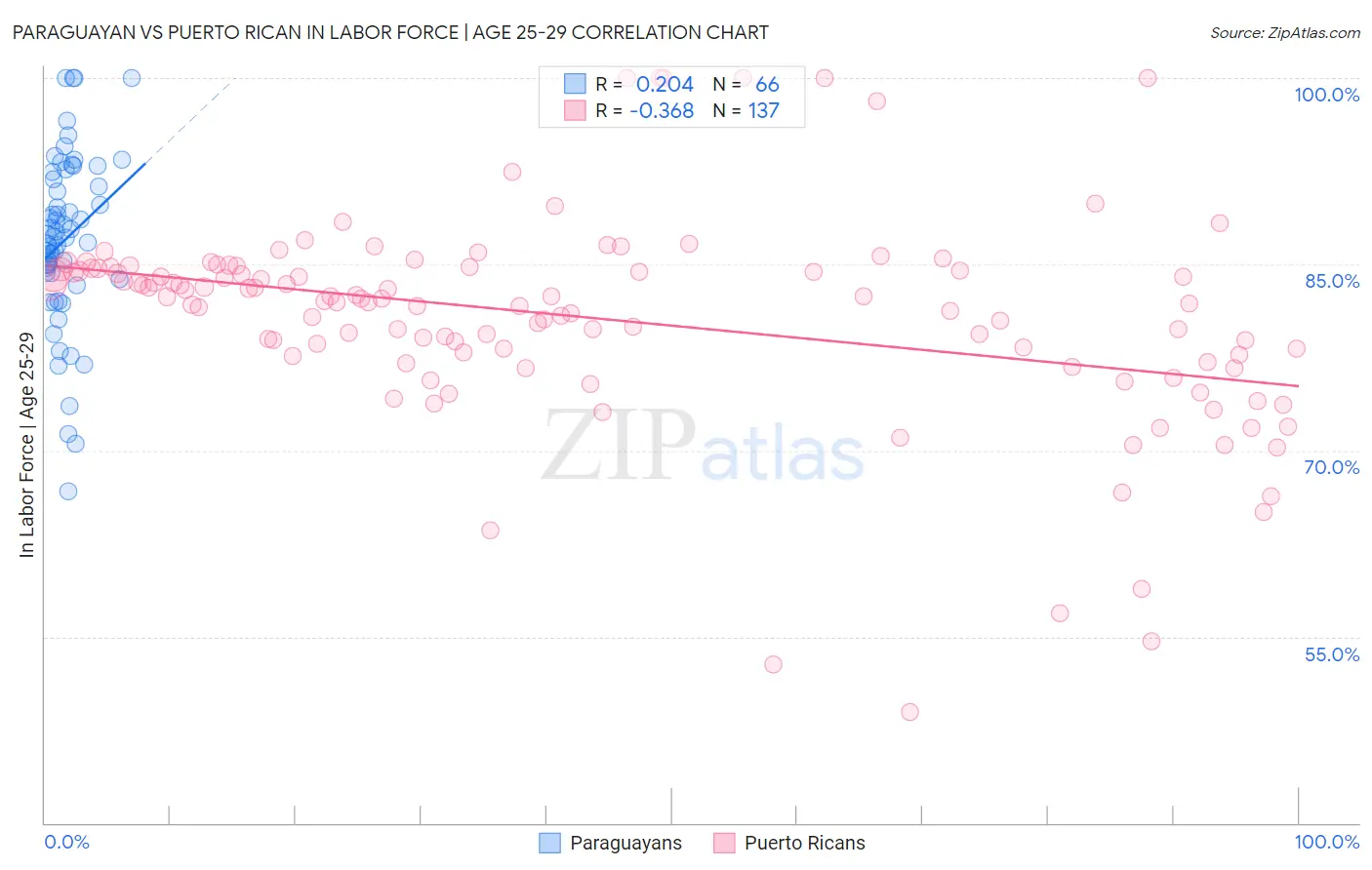 Paraguayan vs Puerto Rican In Labor Force | Age 25-29