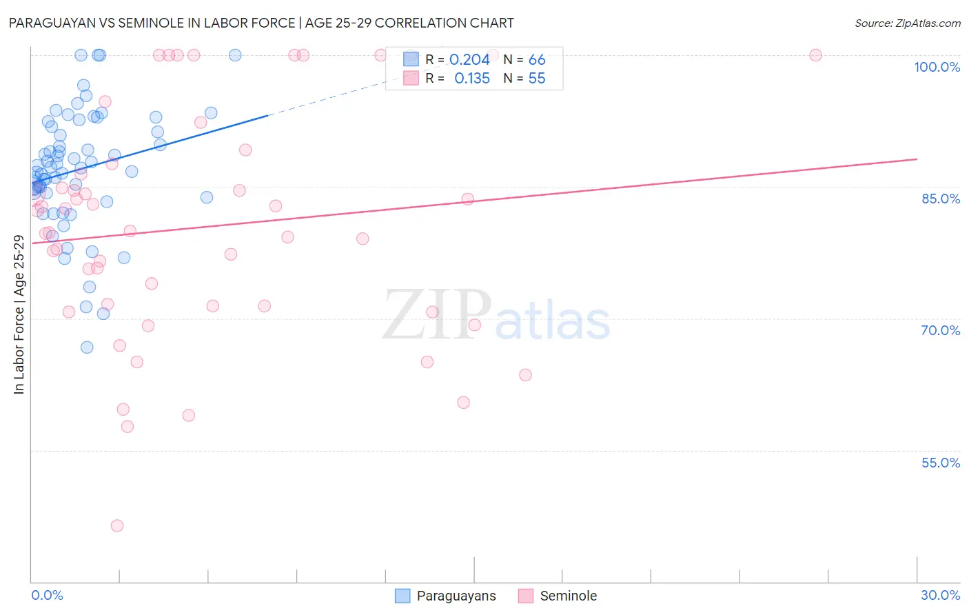 Paraguayan vs Seminole In Labor Force | Age 25-29