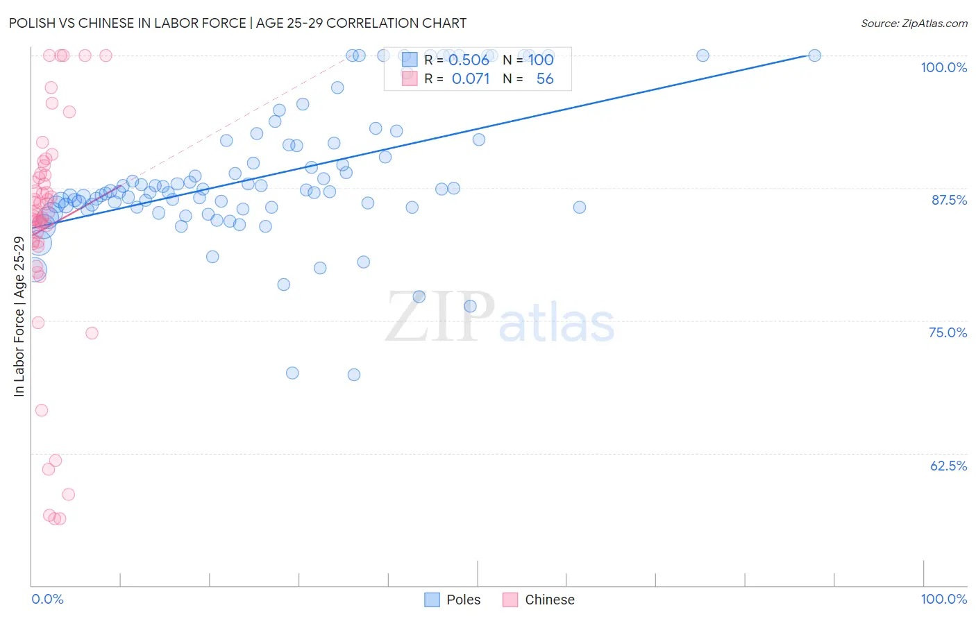 Polish vs Chinese In Labor Force | Age 25-29