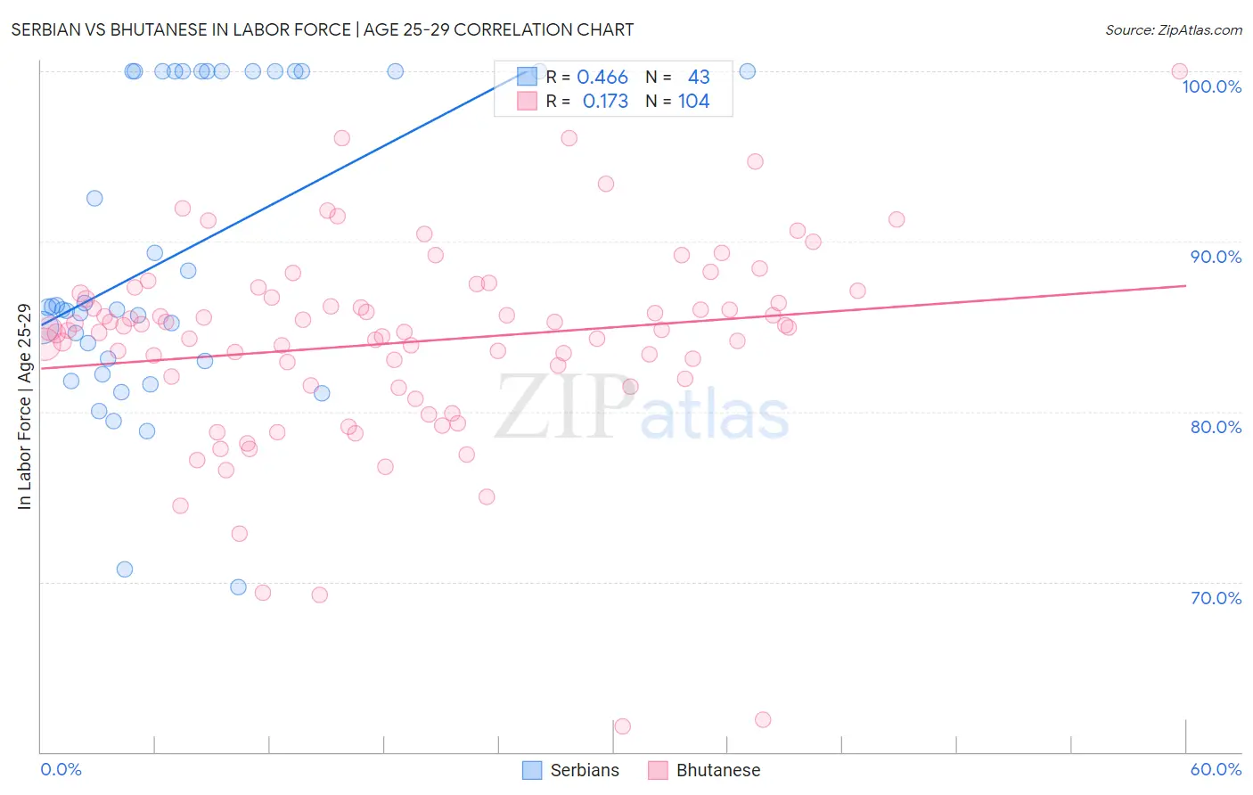 Serbian vs Bhutanese In Labor Force | Age 25-29