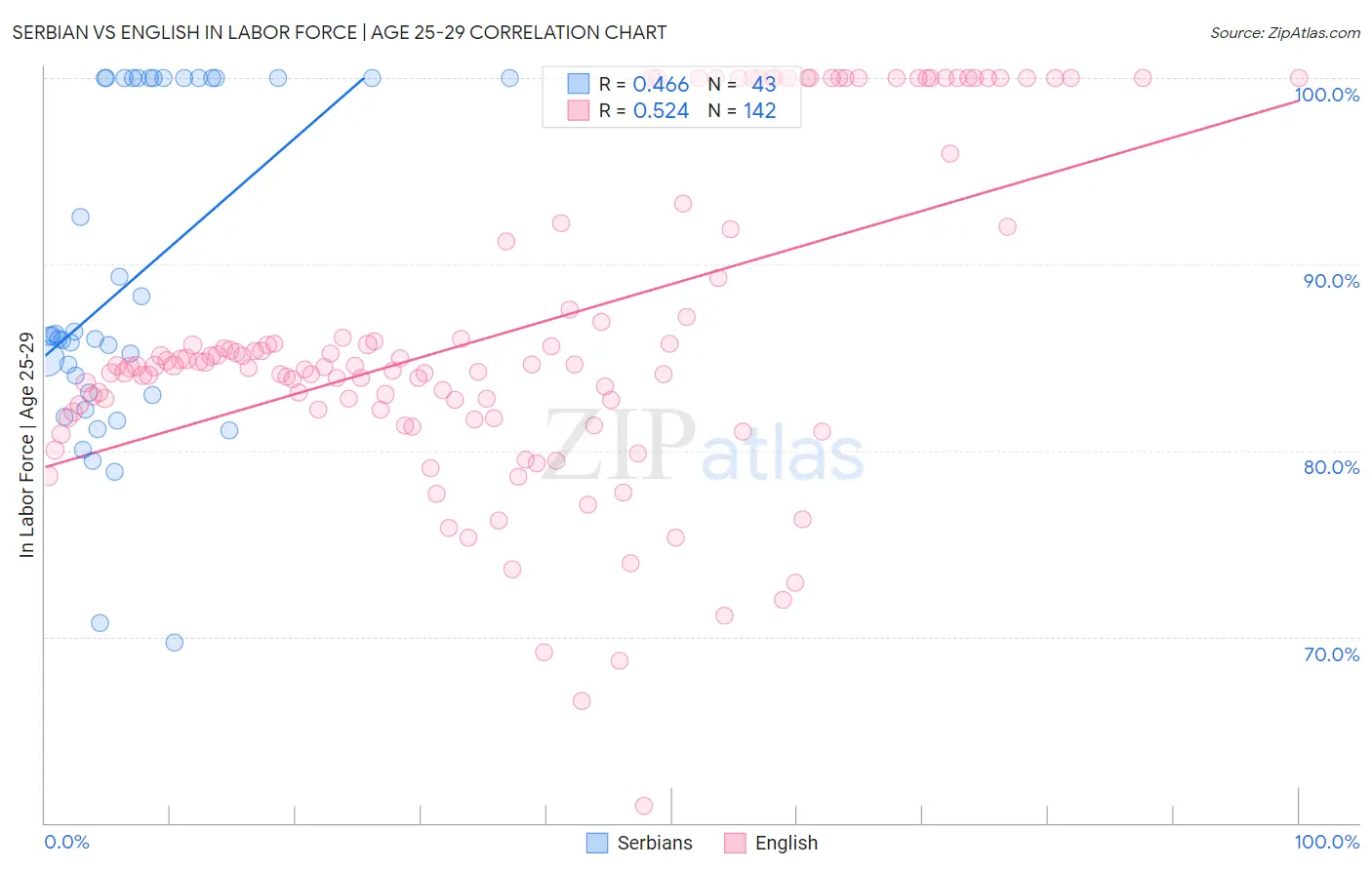 Serbian vs English In Labor Force | Age 25-29