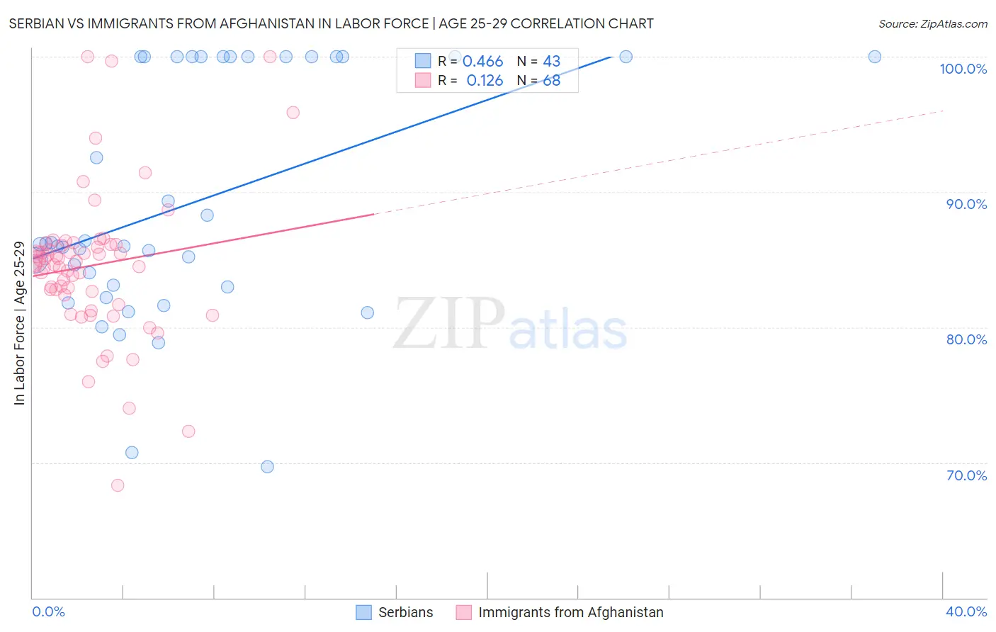 Serbian vs Immigrants from Afghanistan In Labor Force | Age 25-29