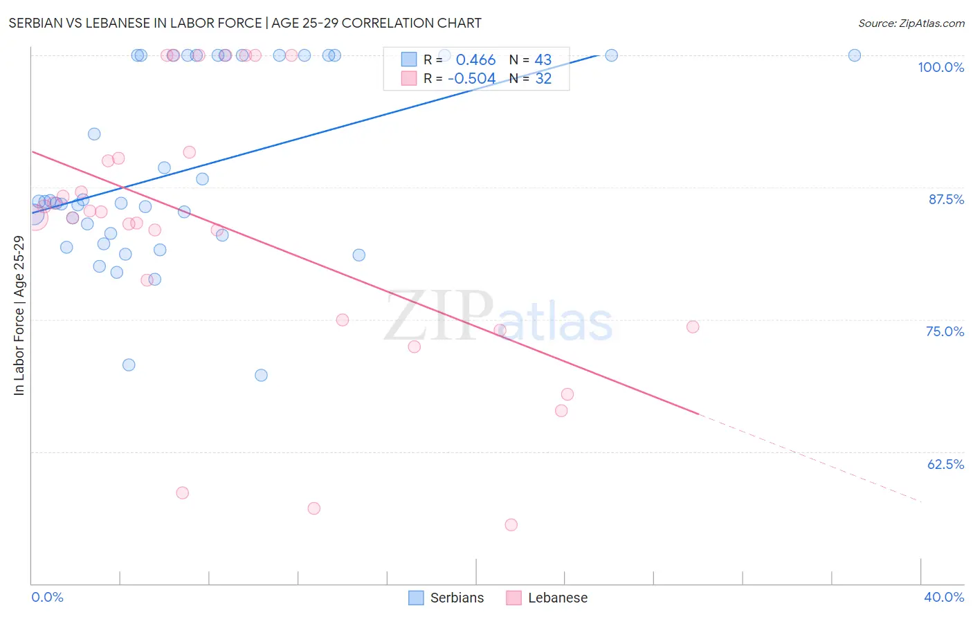 Serbian vs Lebanese In Labor Force | Age 25-29