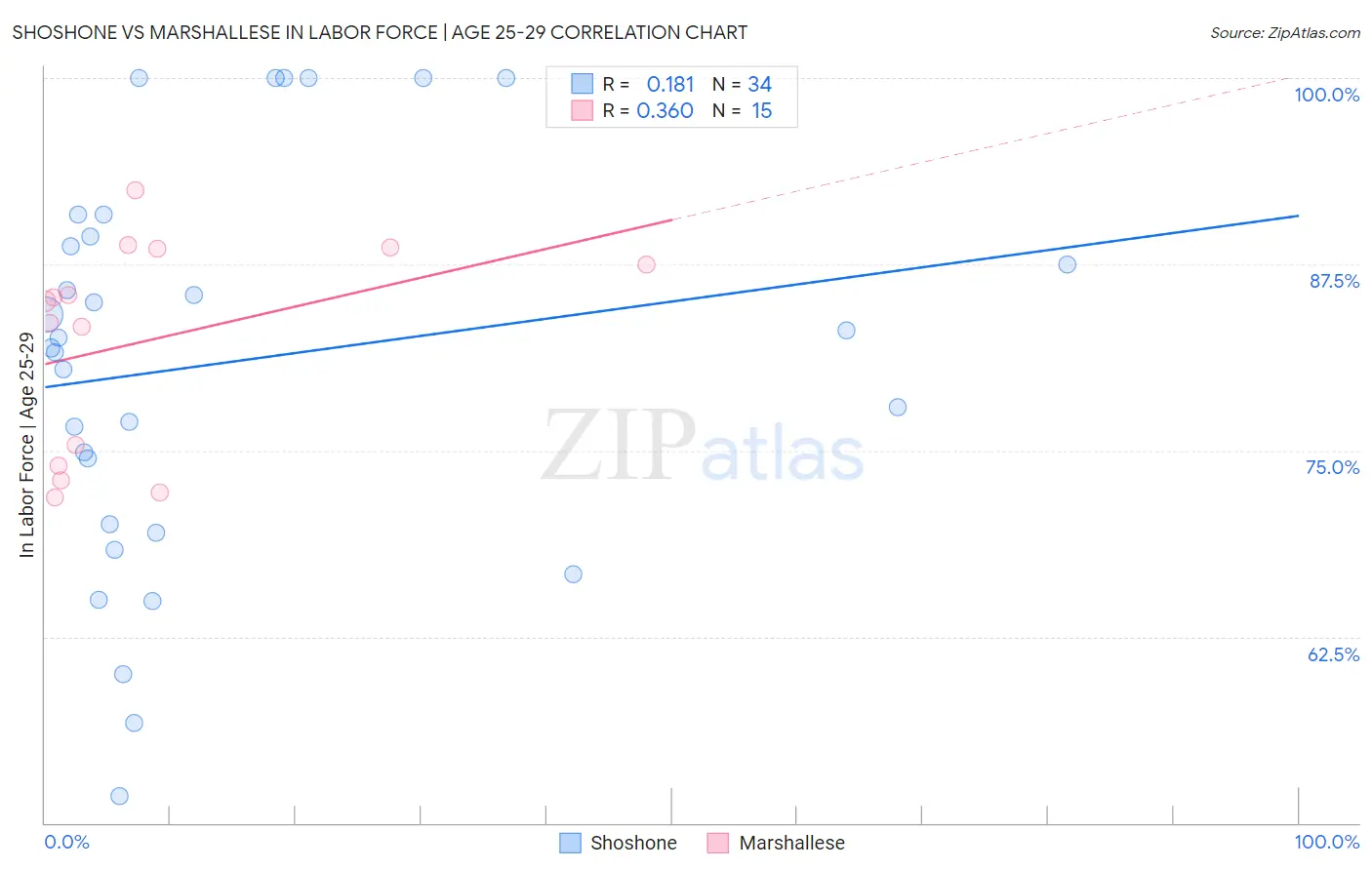 Shoshone vs Marshallese In Labor Force | Age 25-29