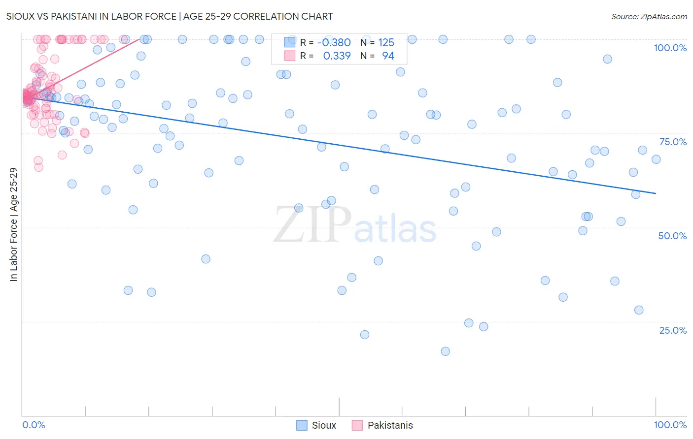 Sioux vs Pakistani In Labor Force | Age 25-29