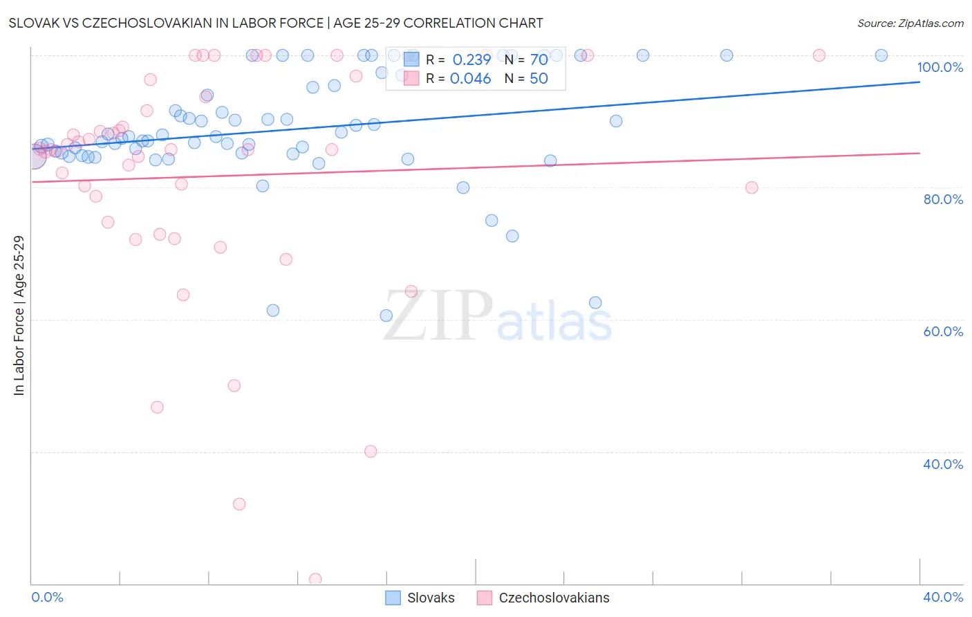 Slovak vs Czechoslovakian In Labor Force | Age 25-29