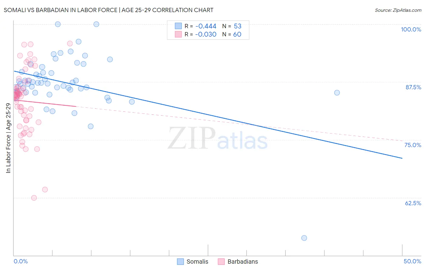 Somali vs Barbadian In Labor Force | Age 25-29