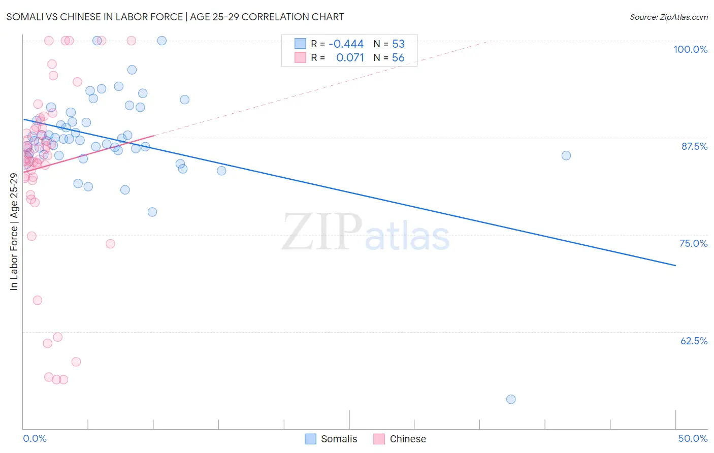 Somali vs Chinese In Labor Force | Age 25-29