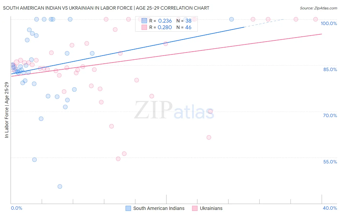 South American Indian vs Ukrainian In Labor Force | Age 25-29