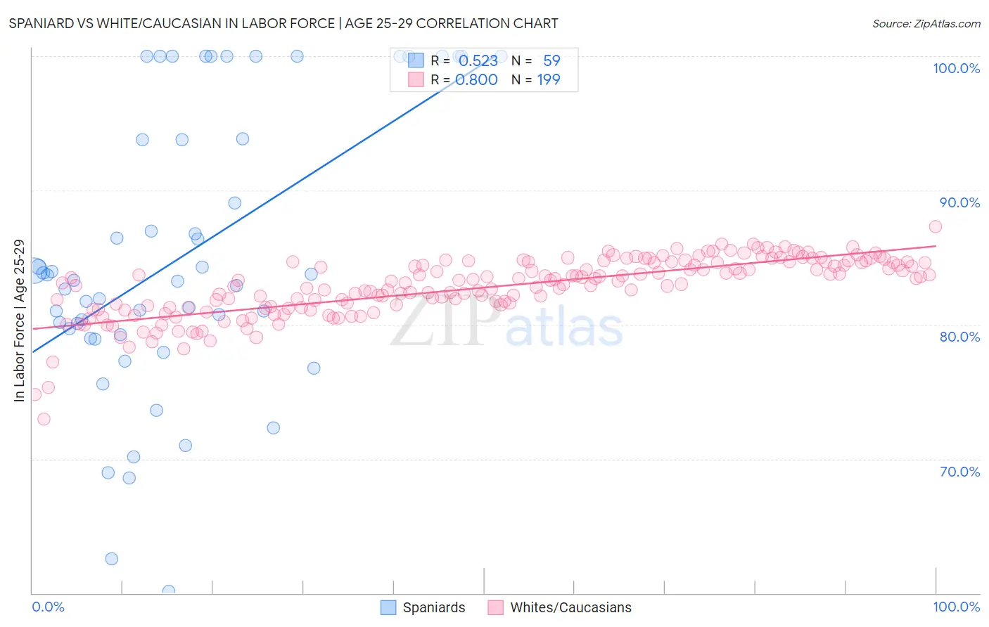 Spaniard vs White/Caucasian In Labor Force | Age 25-29