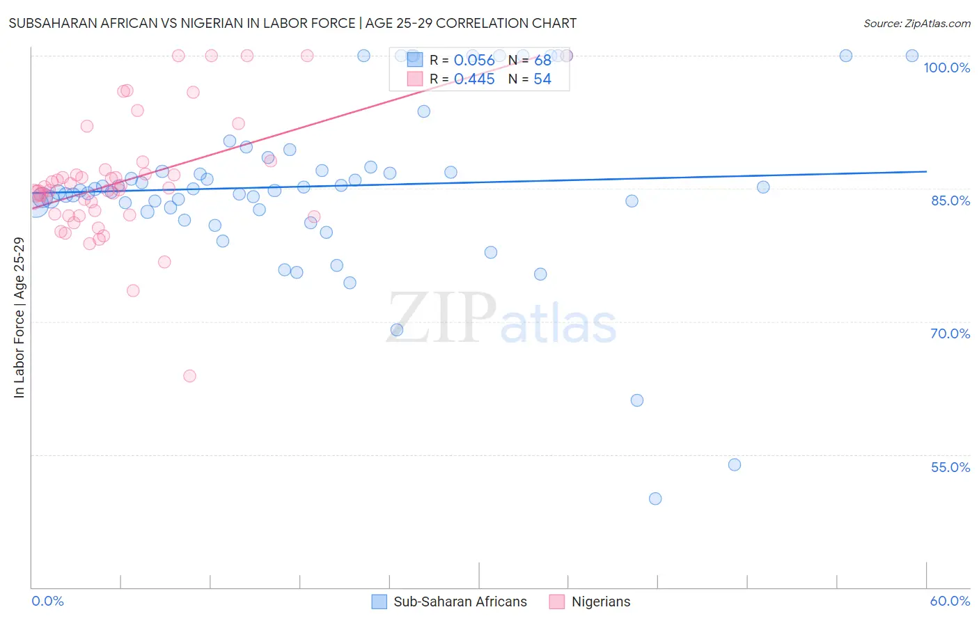 Subsaharan African vs Nigerian In Labor Force | Age 25-29