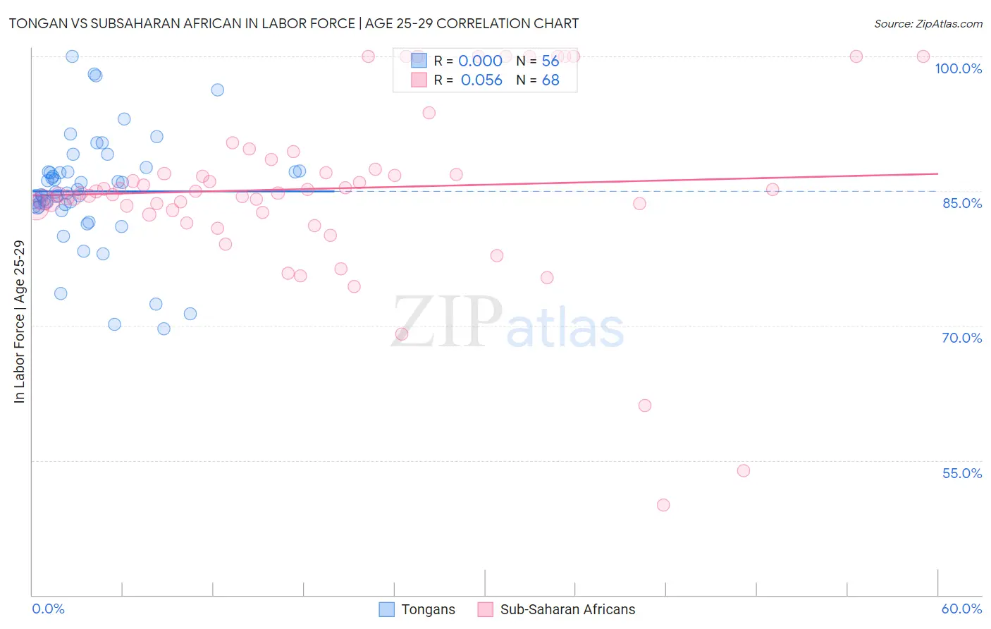 Tongan vs Subsaharan African In Labor Force | Age 25-29