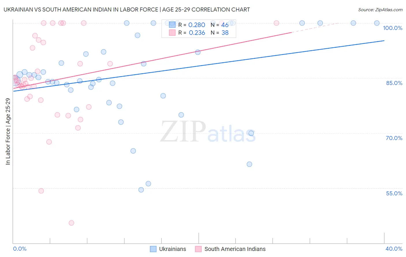 Ukrainian vs South American Indian In Labor Force | Age 25-29