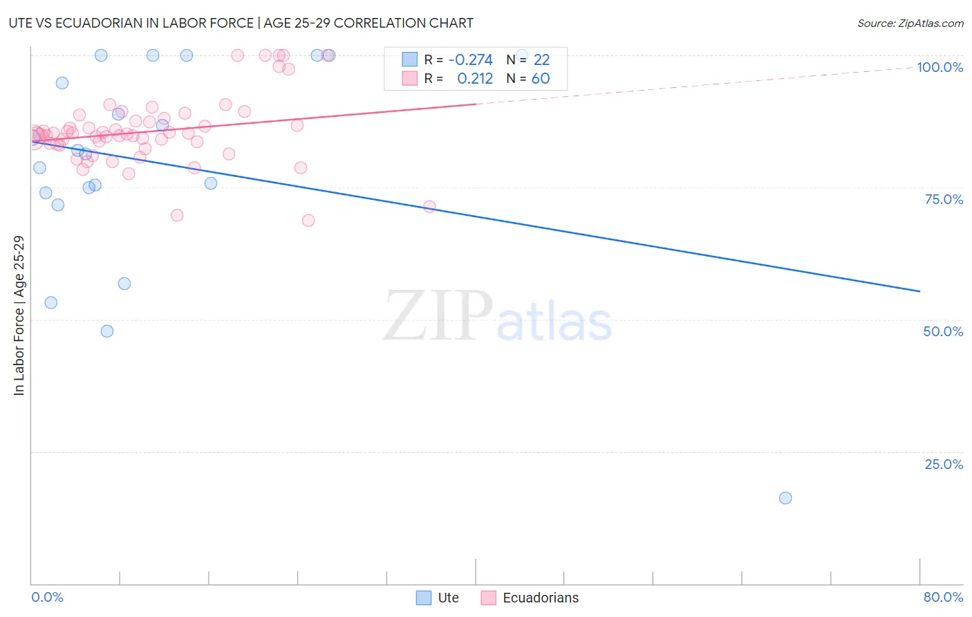 Ute vs Ecuadorian In Labor Force | Age 25-29