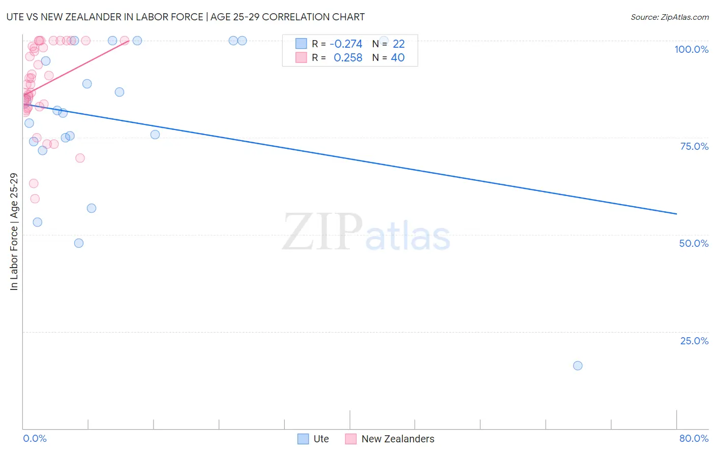 Ute vs New Zealander In Labor Force | Age 25-29