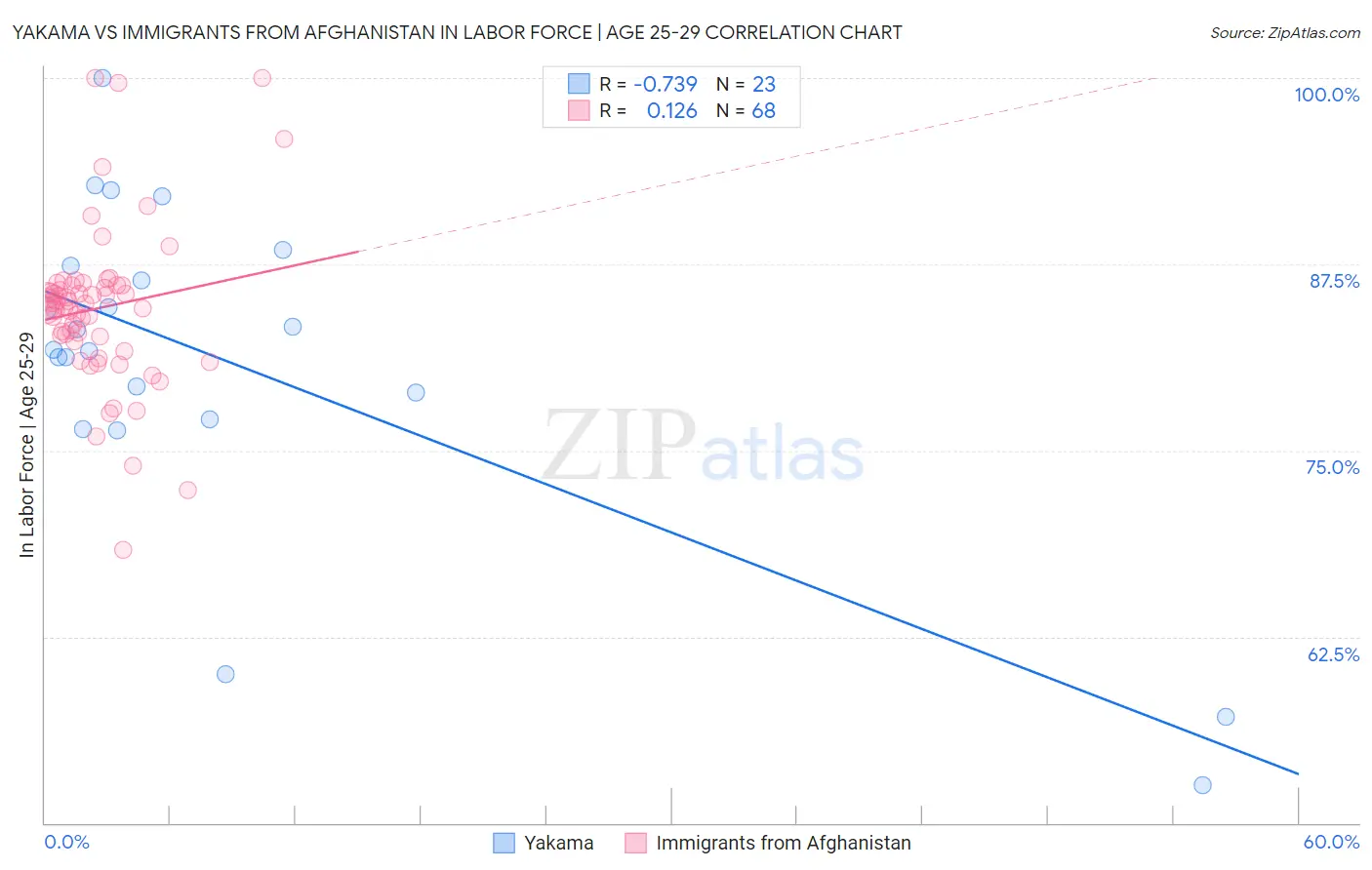 Yakama vs Immigrants from Afghanistan In Labor Force | Age 25-29