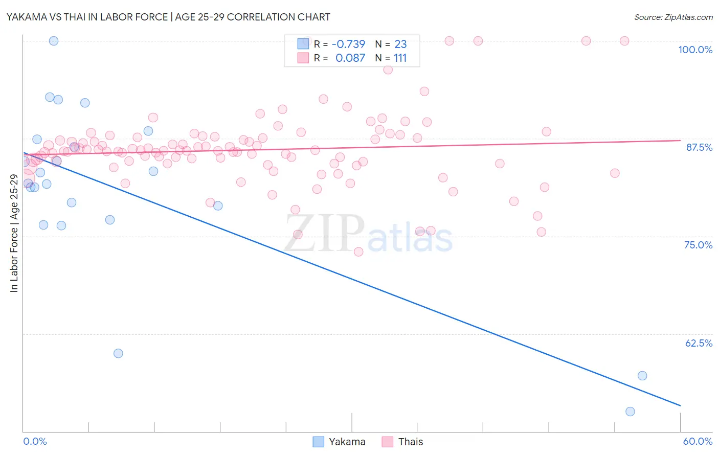 Yakama vs Thai In Labor Force | Age 25-29