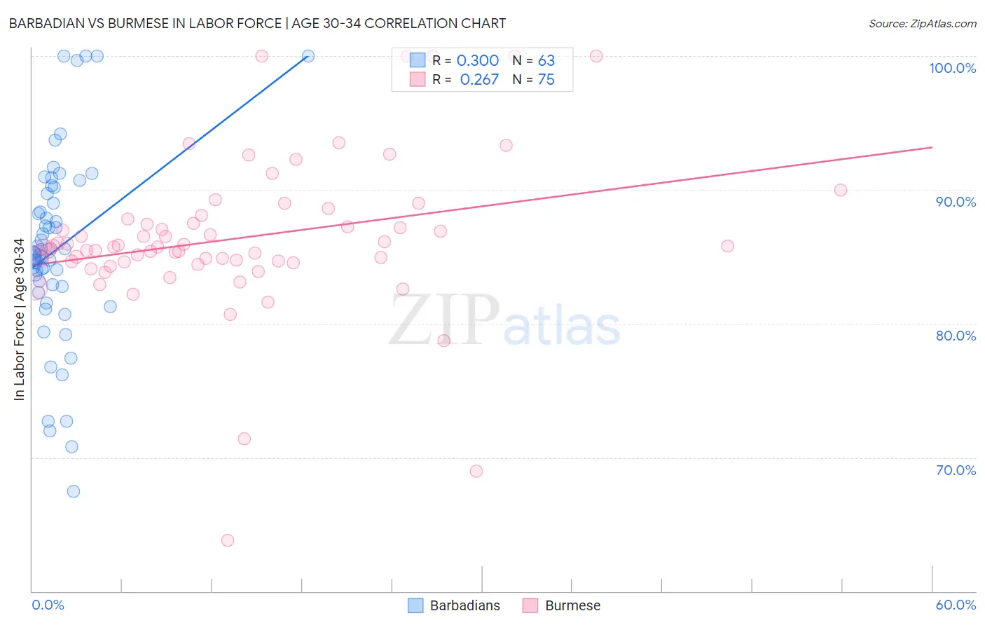 Barbadian vs Burmese In Labor Force | Age 30-34