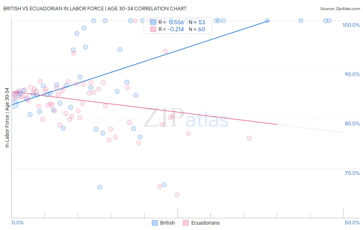 British vs Ecuadorian In Labor Force | Age 30-34