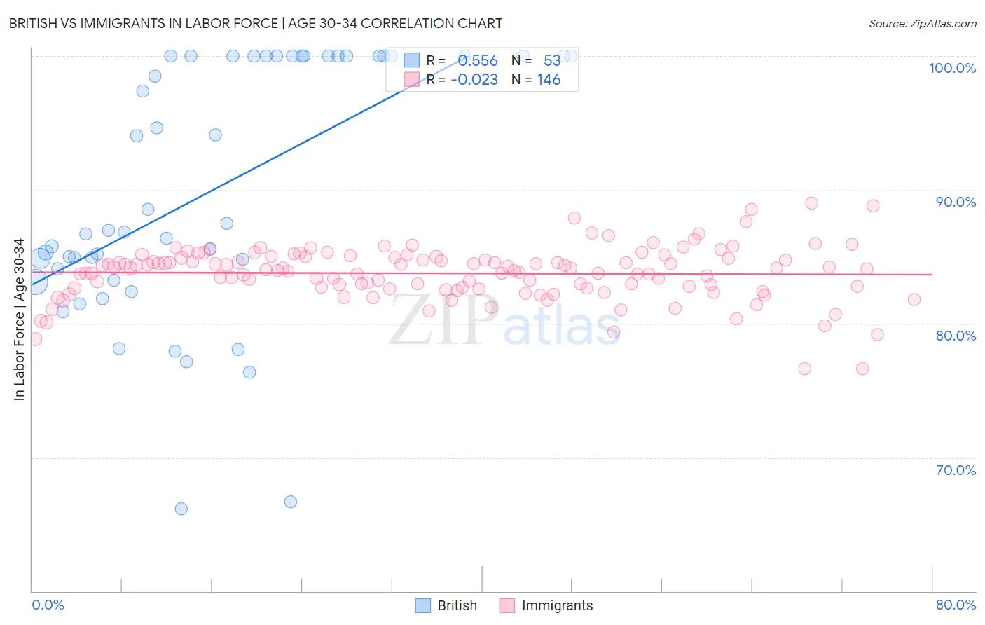 British vs Immigrants In Labor Force | Age 30-34