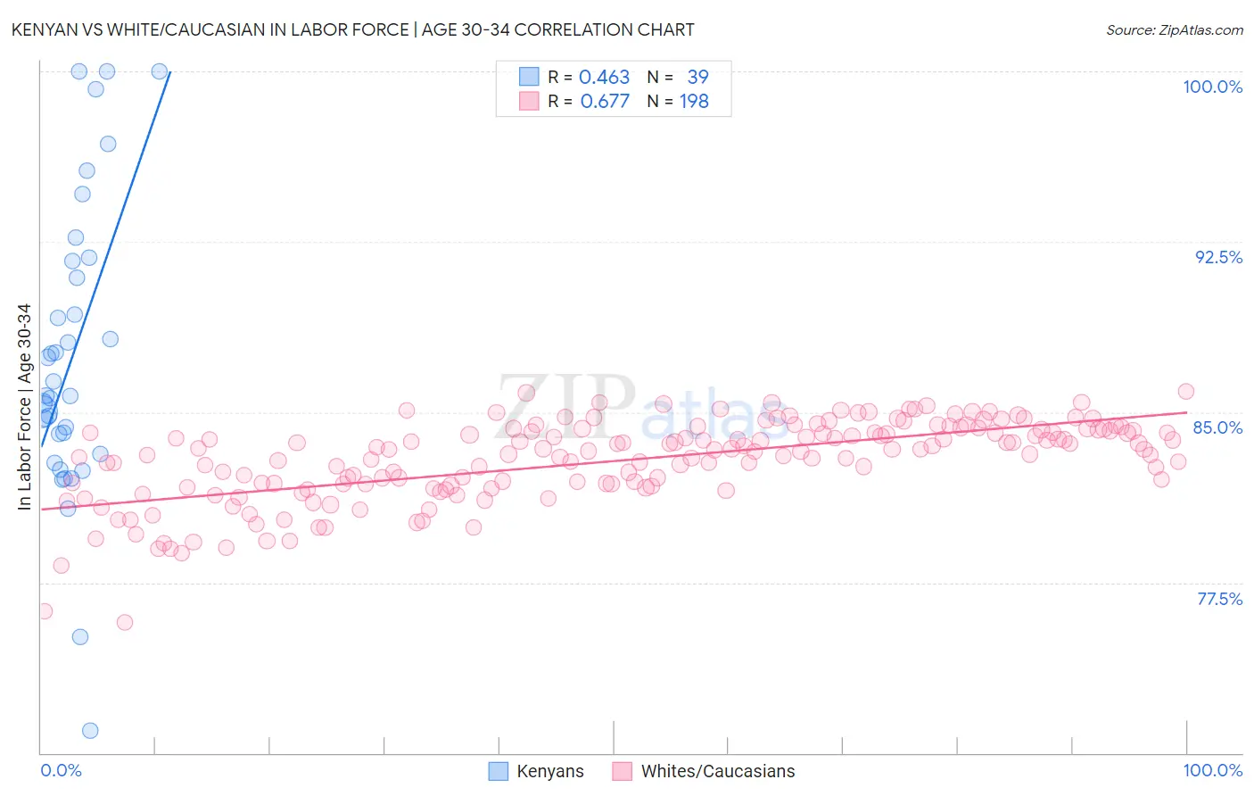 Kenyan vs White/Caucasian In Labor Force | Age 30-34