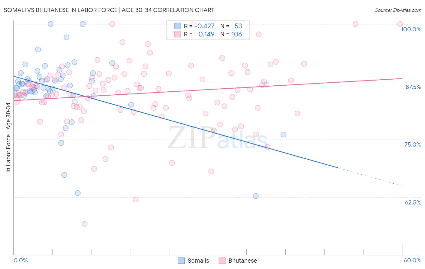 Somali vs Bhutanese In Labor Force | Age 30-34