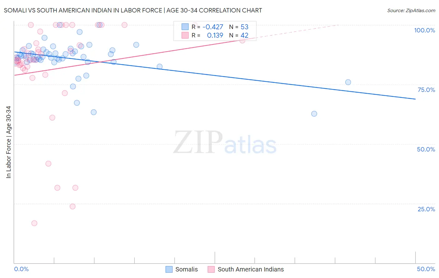 Somali vs South American Indian In Labor Force | Age 30-34